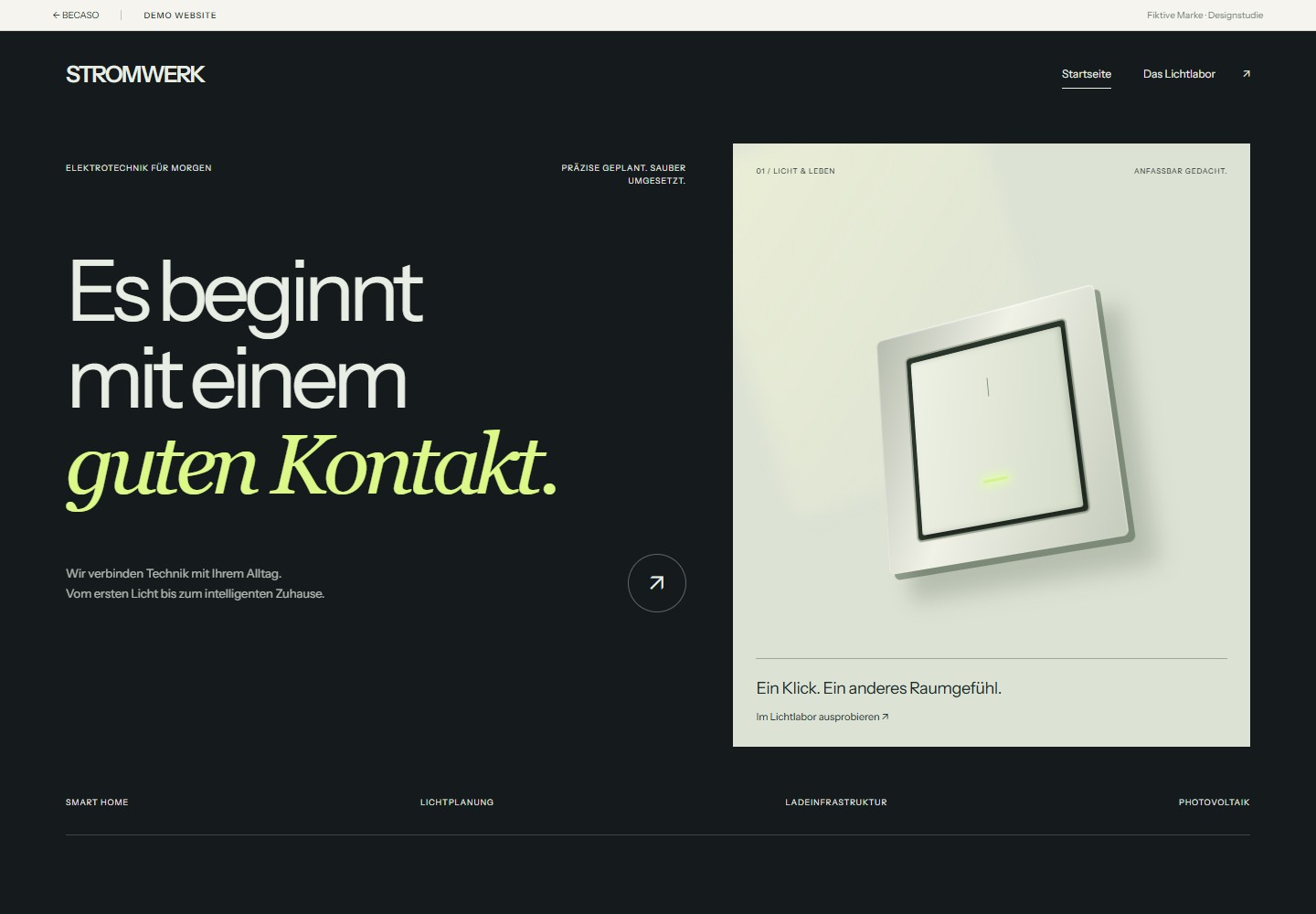 Startseite der Demo STROMWERK
